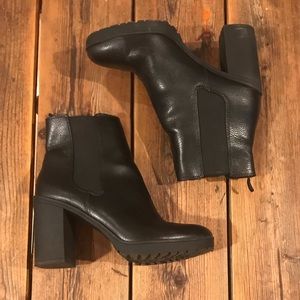 HM Black Faux Leather Boots with Sherpa lining